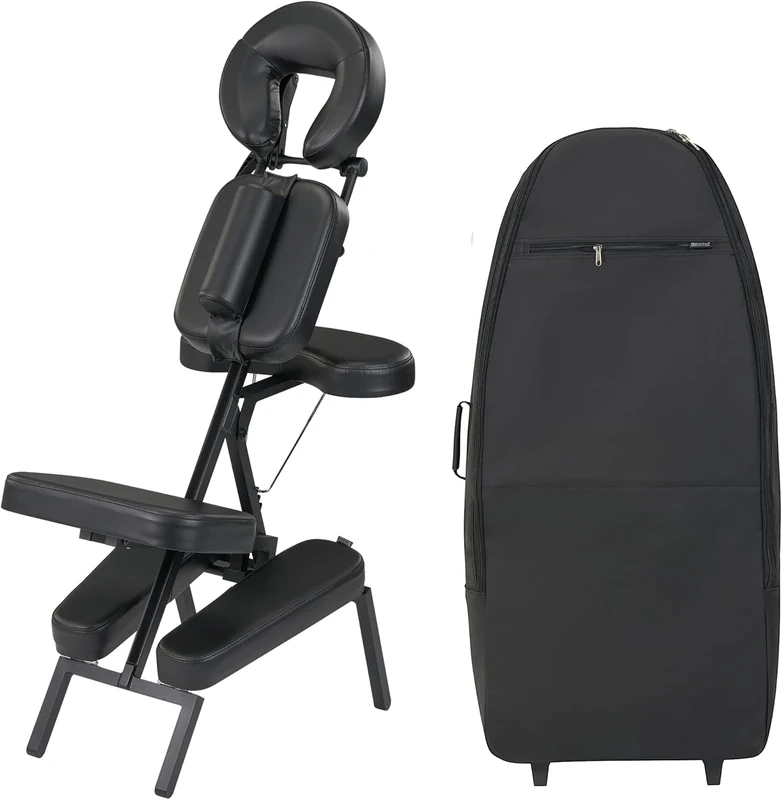 Master Massage Apollo Extra Large Seat Pad Portable, Foldable Massage Chair in Black