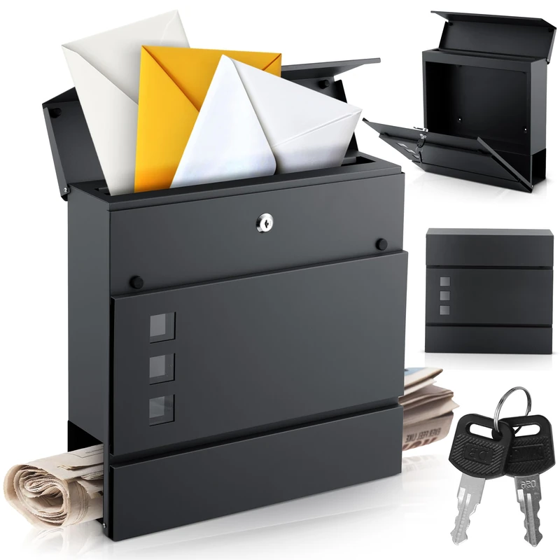 Humberg Letter Box - Steel - Weatherproof - Lockable - Newspaper - 37 x 37 x 10,5 cm - Anthracite