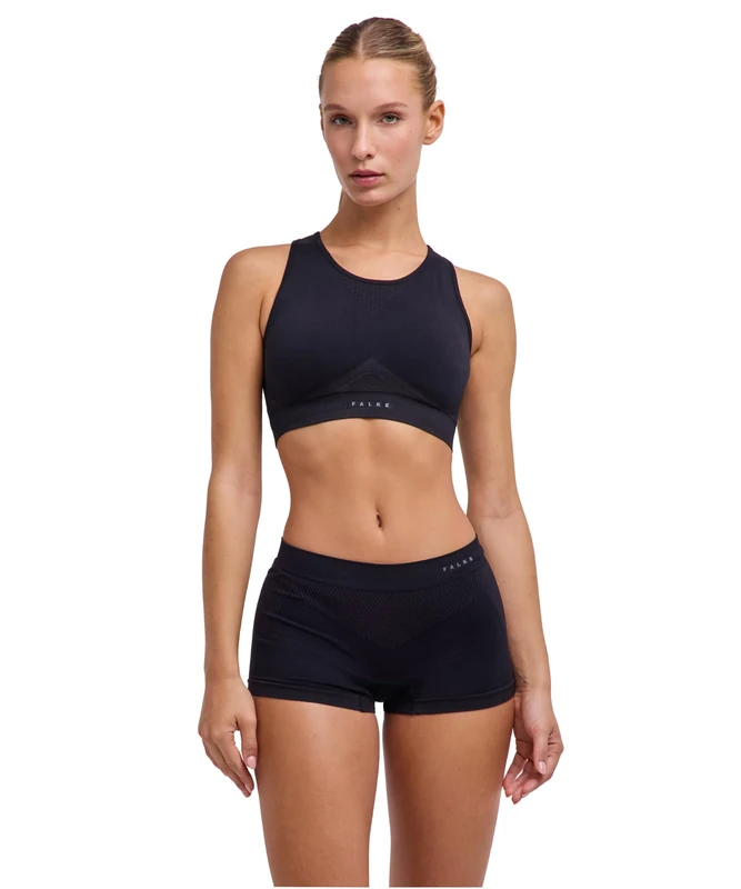FALKE Women's Support W Sb Functional Yarn for Medium-Impact Activities Sports Bra 1 Piece, Black 3000, L - Image 1