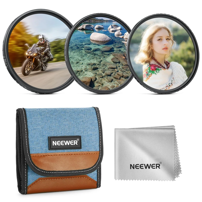 NEEWER 67mm Variable ND (ND2-32) + CPL + 1/4 Black Diffusion Filter Set (3 Pack), Camera Lens Filter Photography Accessories with AR/AF Coatings, Storage Case & Cleaning Cloth