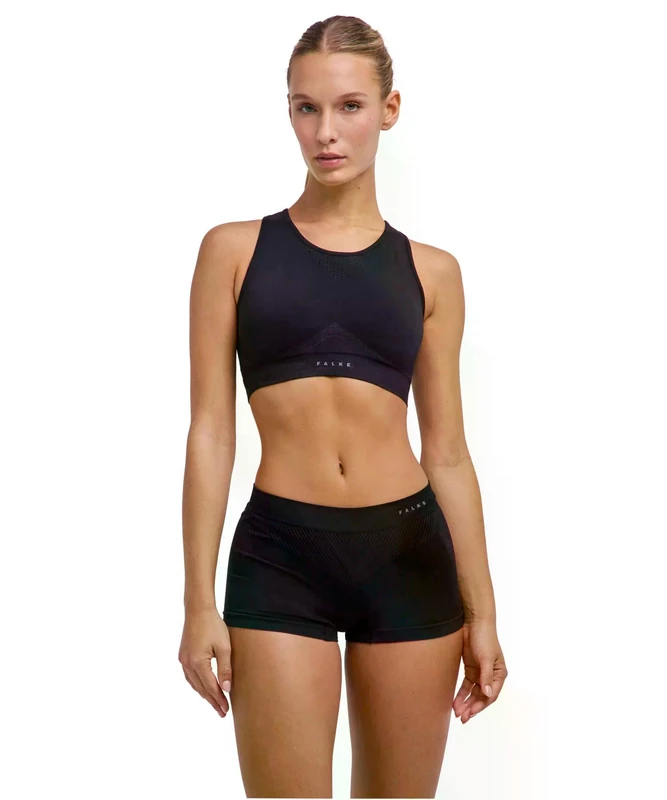 FALKE Women's Support W Sb Functional Yarn For Medium-Impact Activities Sports Bra 1 piece, Black 3000, XL