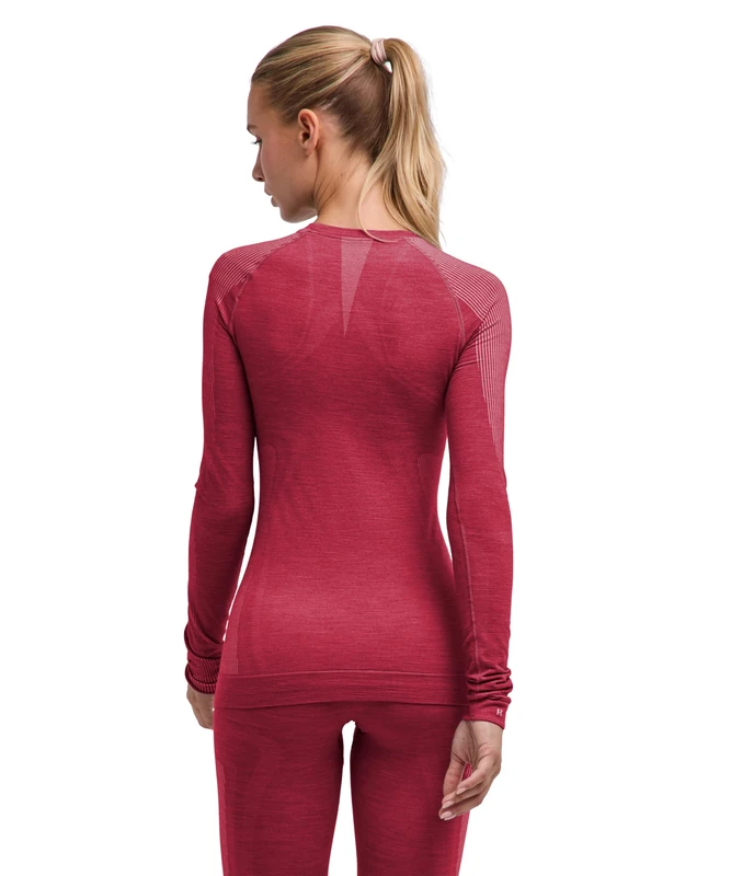 FALKE Women's Wool-Tech Light Round Neck W L/s Sh Wool Functional Yarn Quick Dry Base Layer Top 1 piece, Red Ruby 8830, XL