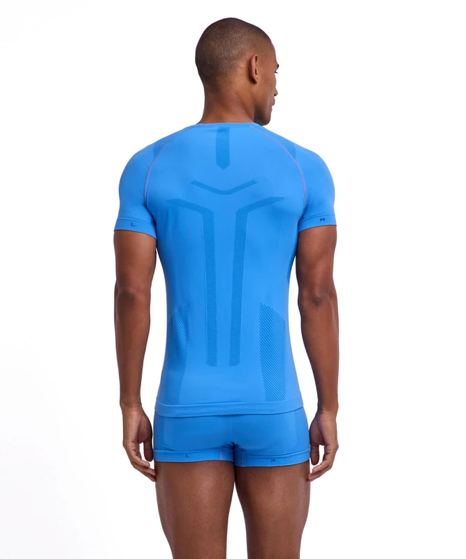 FALKE Men's Warm Round Neck M S/s Ts Functional Yarn Quick Dry Base Layer Top 1 Piece, Blue Note 6545, L