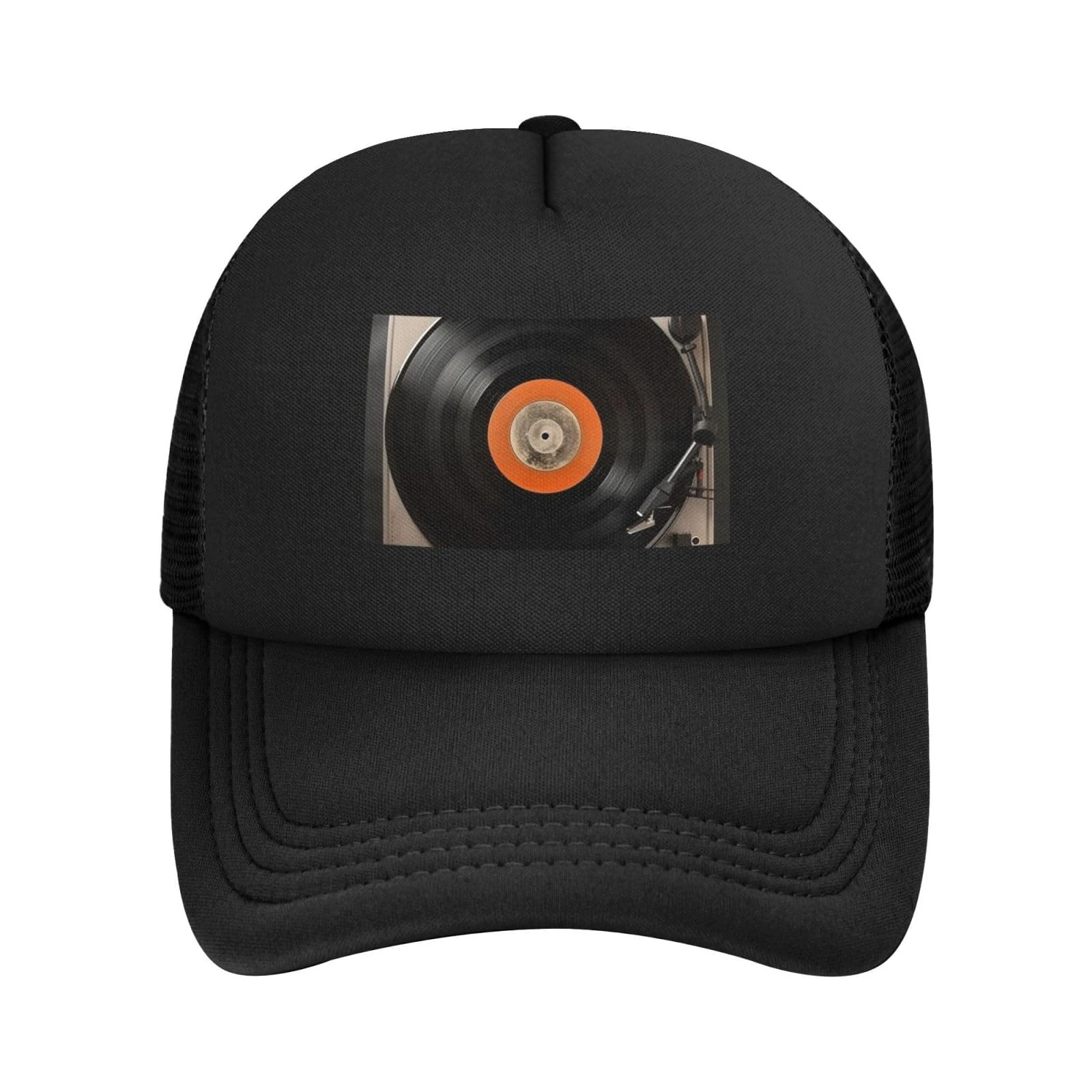 Vintage Vinyl Record Baseball Cap for Men Women Trucker Hat Adjustable Golf Cap Breathable Mesh Snapback Hat, Black, One size