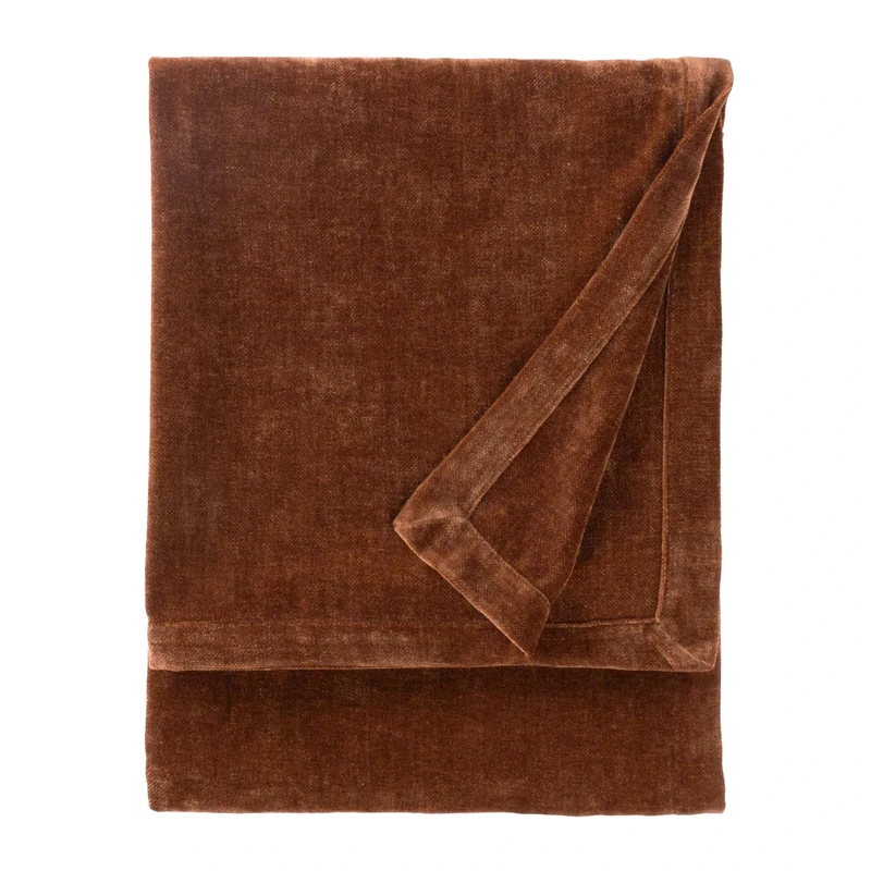 Furn Yard Heavy Chenille Throw – Luxury Soft Velvet Decorative Blanket for Bed or Sofa (Nutmeg - 150x200cm)