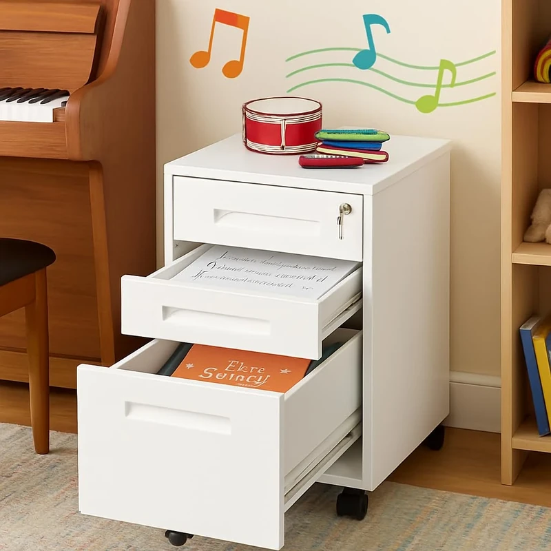 FurnitureR 1-Pack White Chest of Drawers, Modern Design, Durable Metal Material, Home & Kitchen Use, Space-Saving Furniture, Secure Lockable Storage