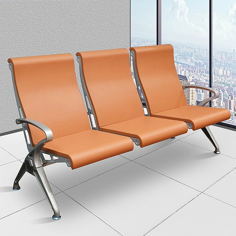 WOTZOV 3-Seat Waiting Room Bench Set, Office Guest Reception Chairs with Backrests and Armrests, Backrests and Armrests, Aluminum Alloy Metal Frame, for Waiting Room Lobby Airpo