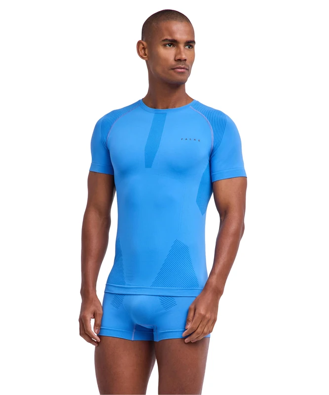 FALKE Men's Warm Round Neck M S/s Ts Functional Yarn Quick Dry Base Layer Top 1 Piece, Blue Note 6545, S