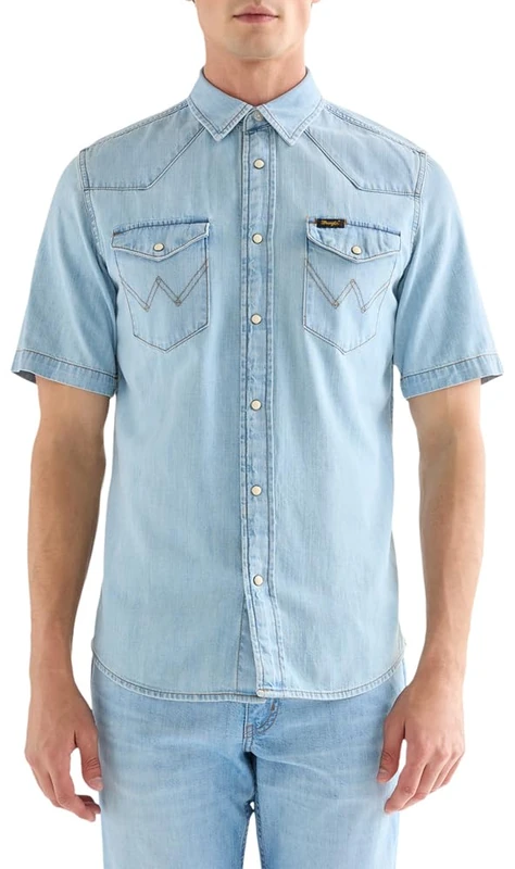 Wrangler SS Western Shirt T-Shirt, Riverbank, XL Mens