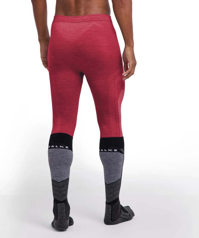 FALKE Men's Wool-Tech Light 3/4 M Ti Wool Functional Yarn Quick Dry Base Layer Bottom 1 Piece, Red Ruby 8830, S