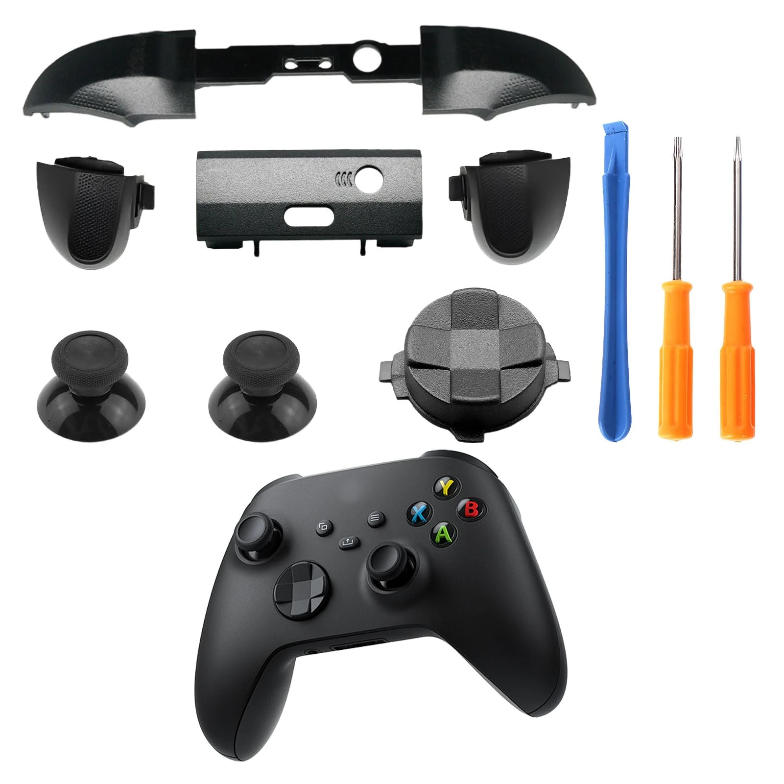 Controller Repair Kit for Xbox,10 Pcs Controller Bumper Set for Xbox Series X/S,RB LB RT LT Button Replacement with T8 T6 Screwdriver,Cross Key,Direction Button Set