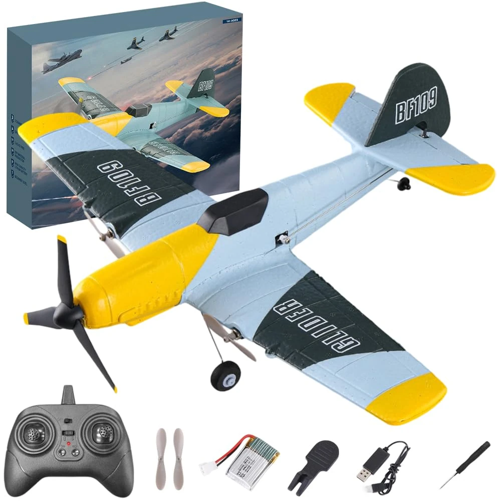 Afenau RC Plane, 2,4 GHz Remote Control Plane with 2 Batteries, 3-Channel RTF Remote Control Airplane with Adjustable Tail Fin, 6-Axis Gyro RemoteControl Aeroplane for Kids Adults Beginners