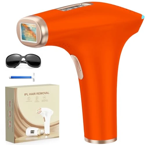 Haarlosy IPL Laser Hair Removal Device with 3-in-1, Faster, Salon Quality Result, at Home IPL Laser Hair Remover Machine for Women and Men, Face, Bikini Line, Body, Leg, Armpit, 9 Level, Deep Orange