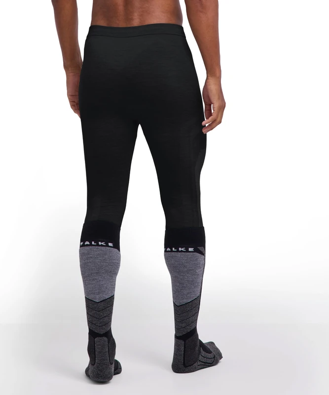 FALKE Men's Wool-Tech Light 3/4 M Ti Wool Functional Yarn Quick Dry Base Layer Bottom 1 Piece, Black 3000, XL