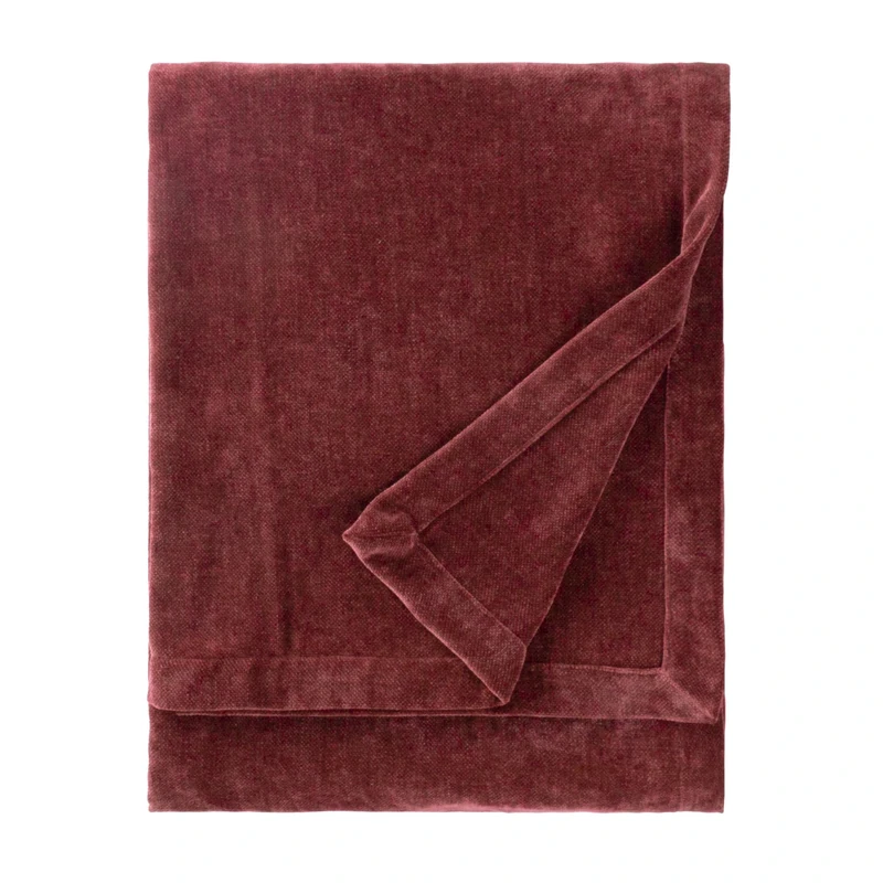 Furn Yard Heavy Chenille Throw – Luxury Soft Velvet Decorative Blanket for Bed or Sofa (Beetroot - 150x200cm)