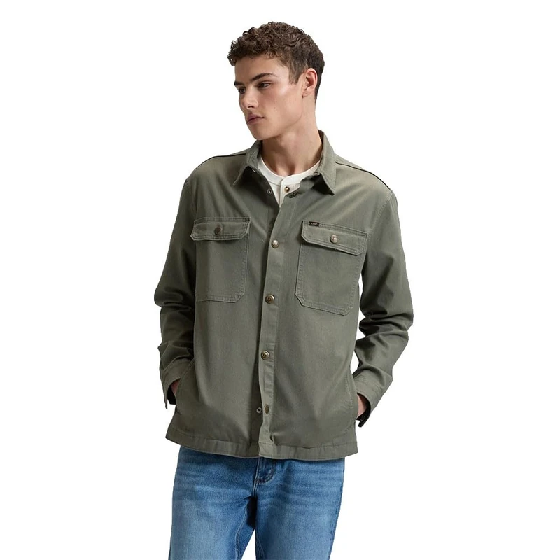 Lee Men's 2 Pocket Overshirt T-Shirt, Lichen Olives, L