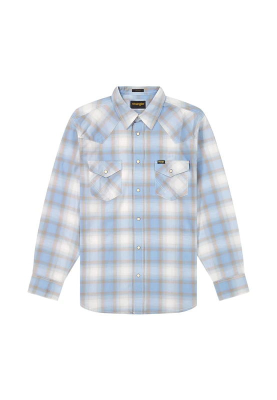 Wrangler Men's Western Shirt T, Blue Tan, XXL