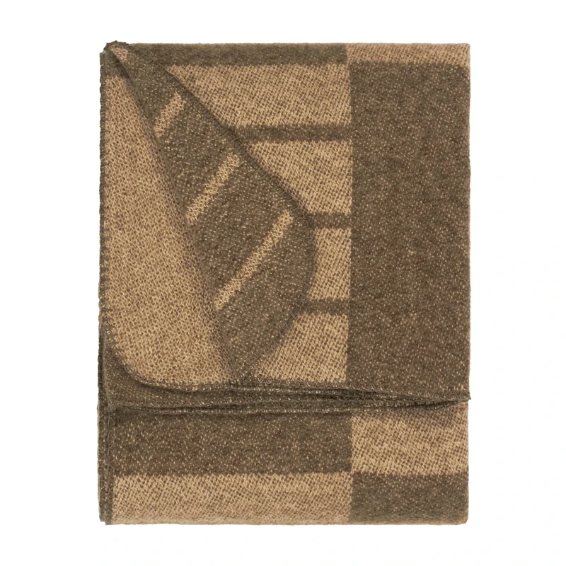furn. Yard Harlech Throw – Soft Reversible Geometric Check Blanket (Brown - 130x180cm)