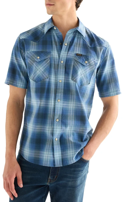 Wrangler SS Western Shirt T-Shirt, True Navy, XX-Large Mens