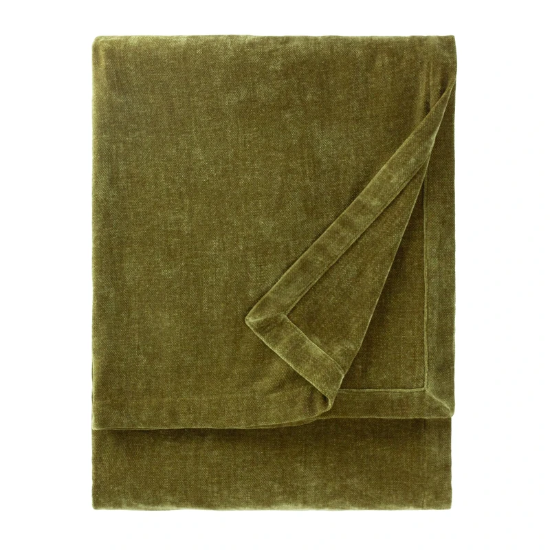 Furn Yard Heavy Chenille Throw – Luxury Soft Velvet Decorative Blanket for Bed or Sofa (Olive - 150x200cm)