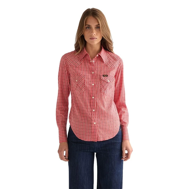 Wrangler Western Shirt T-Shirt, Scarlet Llama, L Women