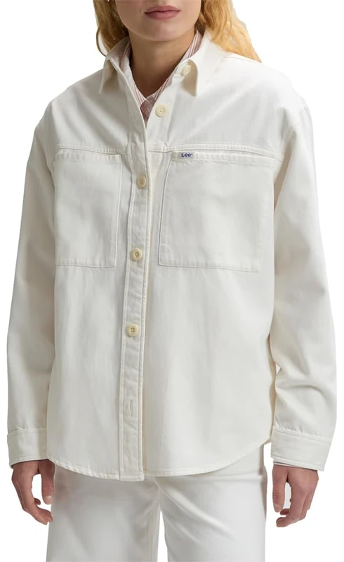 Lee Women's Utility Overshirt T-Shirt, White Powder, XL - Image 1