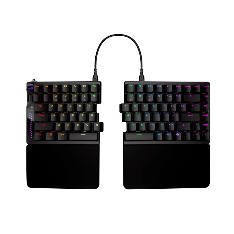 ASUS ROG Falcata Split Gaming Keyboard, 75% Ergo Tilt Angle, HFX V2 Hot-Swappable Magnetic Switches, Rapid Trigger, Hall Sensor, Three-Mode Connectivity, 8K Polling Rate, AZERTY - Image 1