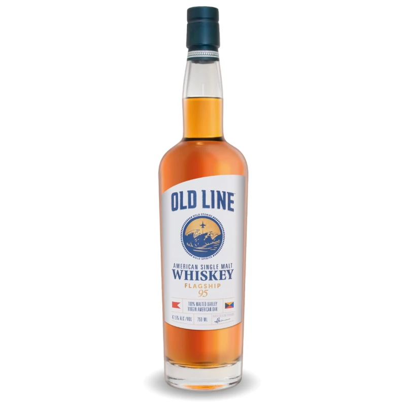 Old Line Flagship 95 American Single Malt Whiskey – 70cl Bottle | 47.5% ABV | Bold & Smooth | Aged in New American Oak | Small Batch Whiskey from US Navy Veterans