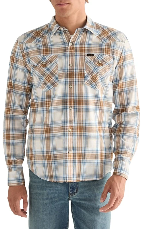 Wrangler Men's Western Shirt, Ermine, XL