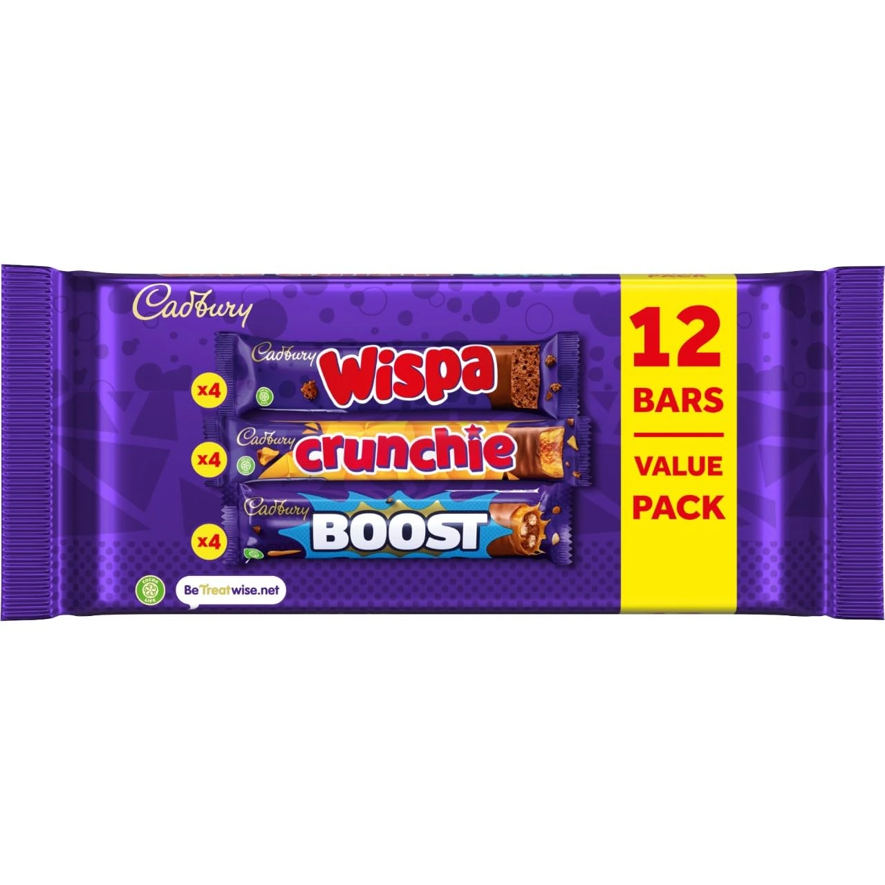 Cadbury Chocolate Bars Value Pack, Includes 4 x Boost's, 4 x Crunchie's & 4 x Wispa's, 12 Bars (Pack of 1)