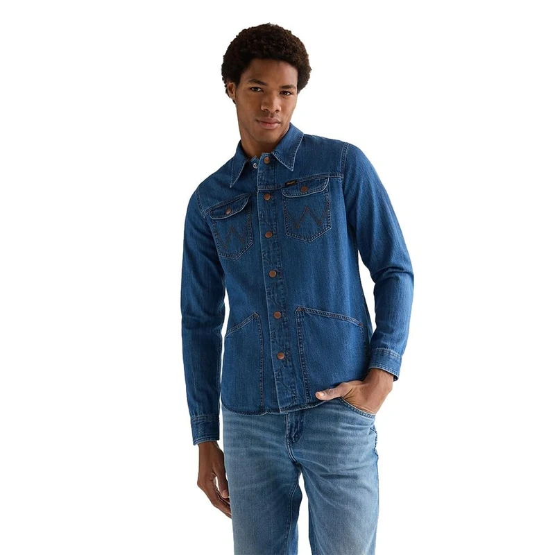 Wrangler Wrange Shirt, Harbour Blue, XXS Men