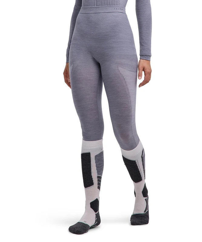 FALKE Women's Wool-Tech 3/4 W Ti Wool Functional Yarn Quick Dry Base Layer Bottom 1 Piece, Grey Grey-Heather 3757, S