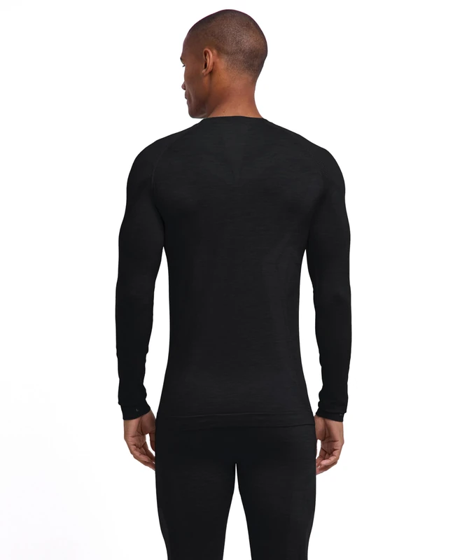 FALKE Men's Wool-Tech Light M L/s Sh Wool Functional Yarn Quick Dry Base Layer Top 1 piece, Black 3000, L