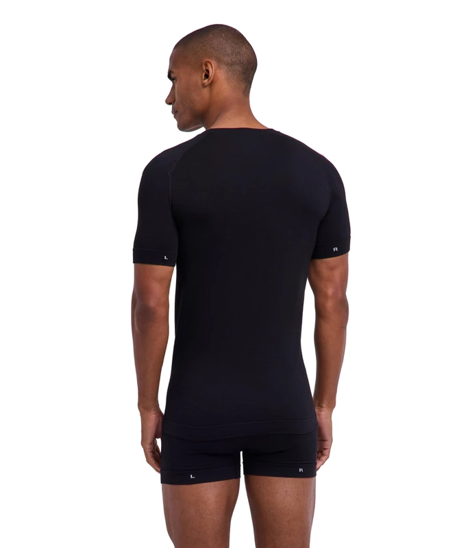 FALKE Men's Wool-Tech Light M S/s Ts Functional Yarn Quick Dry Base Layer Top 1 Piece, Black 3000, L