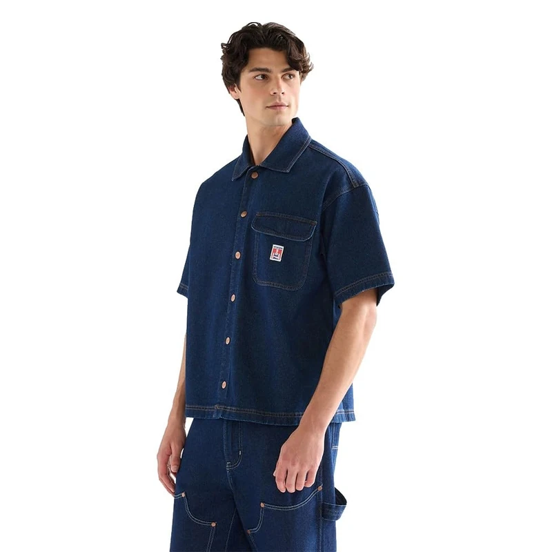 Wrangler Men's Ss Overshirt T-Shirt, Rinse, L - Image 1