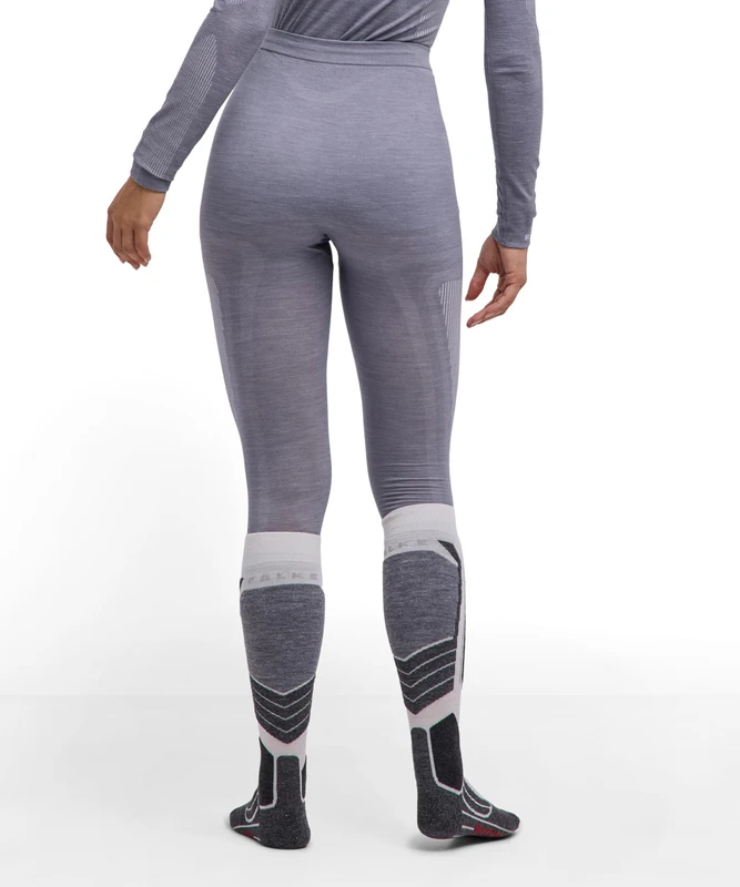 FALKE Women's Wool-Tech 3/4 W Ti Wool Functional Yarn Quick Dry Base Layer Bottom 1 Piece, Grey Grey-Heather 3757, L