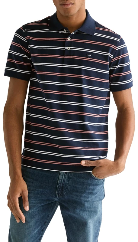 Wrangler, Men's Polo Shirt, Stripe Polo Shirt Navy