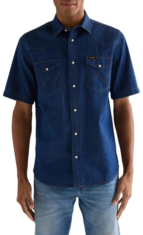 Wrangler Men's Ss Western Shirt, Caroline Creek, L