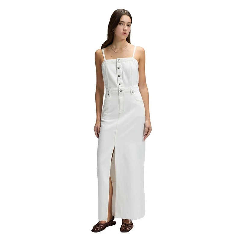 Lee Women's Maxi Denim Dress Powder White