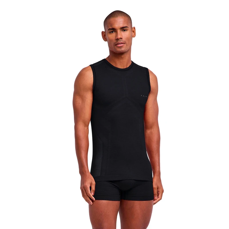 FALKE Men's Wool-Tech Light M S/l Sh Wool Functional Yarn Quick Dry Base Layer Top 1 piece, Black 3000, M