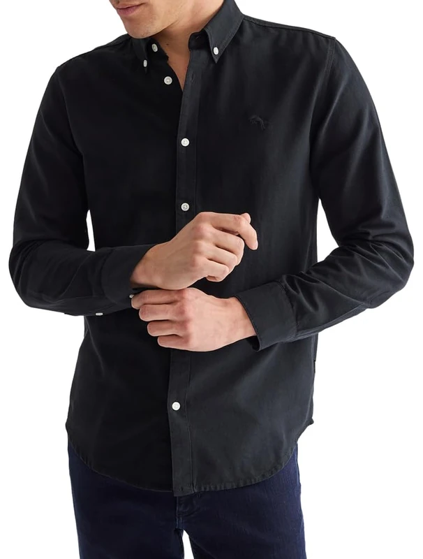 Wrangler Oxford Shirt T-Shirt, Black, S Men