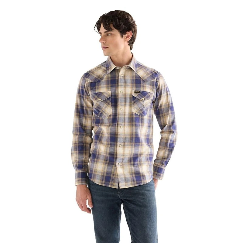 Wrangler Men's Western Shirt Undershirt, Mood Indigo, L