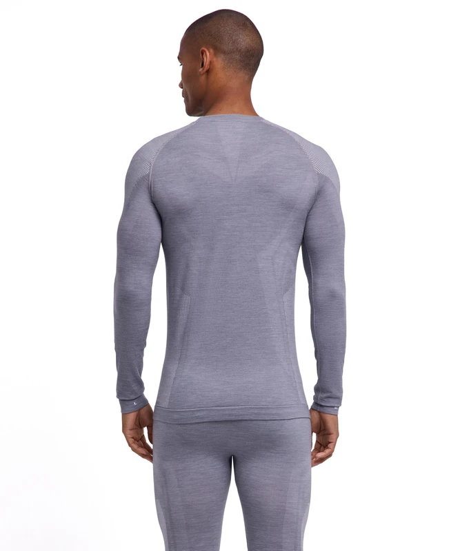 FALKE Men's Wool-Tech Light M L/s Sh Wool Functional Yarn Quick Dry Base Layer Top 1 piece, Grey Grey-Heather 3757, S