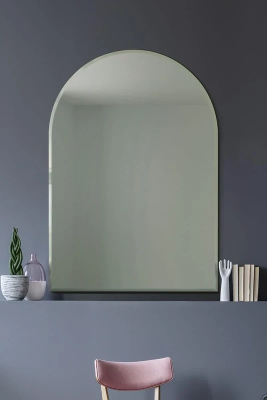 Large Arched Modern Venetian Glass bevelled Wall Mirror 3Ft3 X 2Ft4 100cm X 70cm