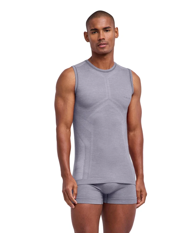 FALKE Men's Wool-Tech Light M S/l Sh Wool Functional Yarn Quick Dry Base Layer Top 1 piece, Grey Grey-Heather 3757, L