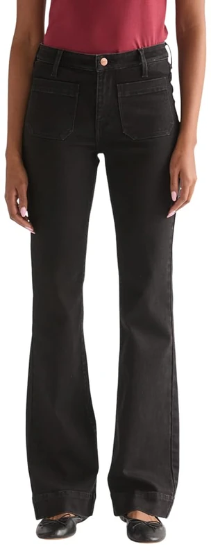 Wrangler Women's Flare Jeans, Dark Black, 28W x 34L