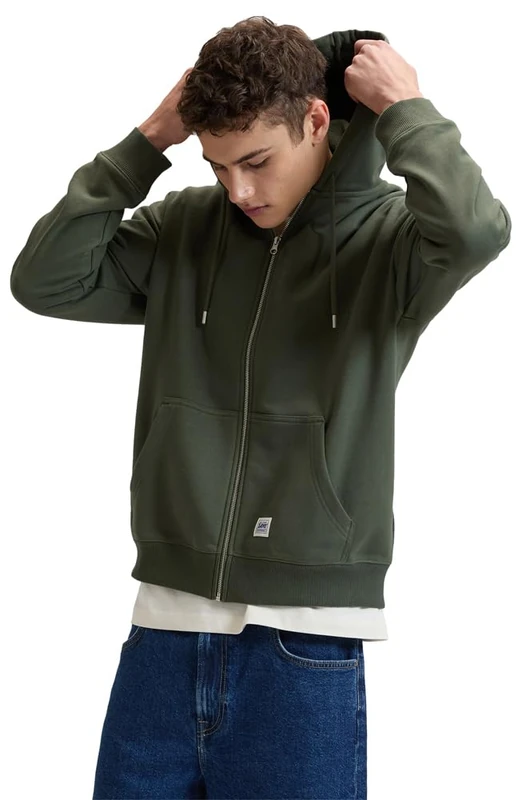 Lee Men's Workwear Full Zip Sweatshirt, Oak Moss, M