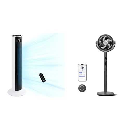 Levoit 20dB Silent Tower Fan, 26ft/s Powerful Cooling Fan with DC Motor, 26W Energy, Remote Control, 4 Modes 12 Speeds 12H Timer, Advanced Sleep Mode, Front Display, 90° Oscillation