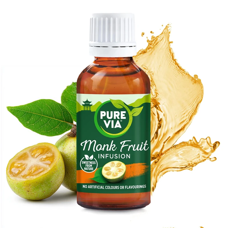 Pure Via Monk Fruit Infusion 30ml Bottle – Plant-Based Sweetness from Real Fruit, Naturally Contains Fruit Sugars, Great Taste, Vegan, Gluten Free, Nothing Artificial