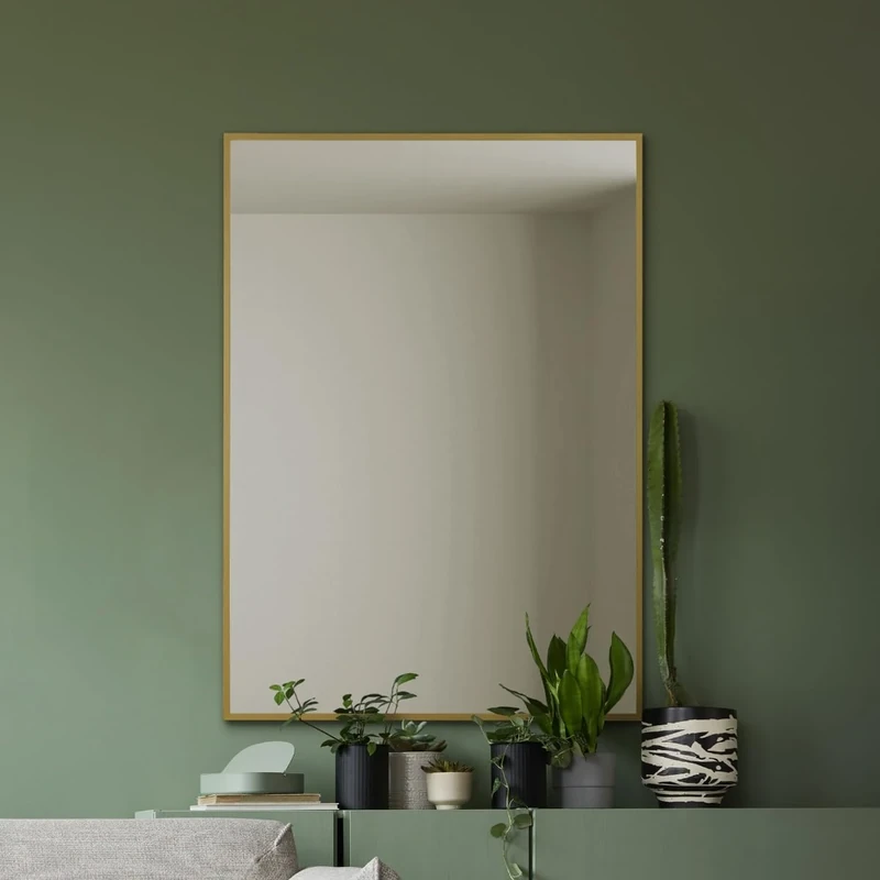 MirrorOutlet The Artus - Gold Modern Aluminium Edged Wall Mirror 28" X 20" (70CM X 50CM) Silver Mirror Glass